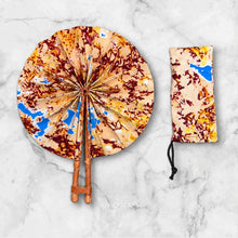 Load image into Gallery viewer, African Hand fan - Ankara print Hand fan - Beige Burgundy Ama
