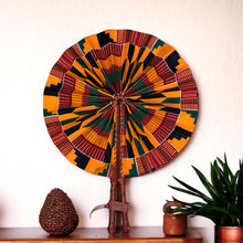 Load image into Gallery viewer, African Hand fan - Ankara print Hand fan - Kwaku - Orange kente
