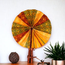 Load image into Gallery viewer, African Hand fan - Ankara print Hand fan - Kofi - Yellow / red
