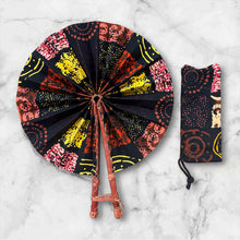 Load image into Gallery viewer, African Hand fan - Ankara print Hand fan - Kosi - Black
