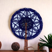 Lade das Bild in den Galerie-Viewer, African Hand fan - Ankara print Hand fan - Kwame - Blue
