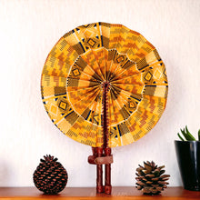 Afbeelding in Gallery-weergave laden, African Hand fan - Ankara print Hand fan - Katakyie - Yellow kente
