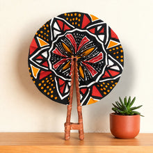 Charger l'image dans la galerie, African Hand fan - Ankara print Hand fan - Black Red Yaw
