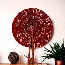 Load image into Gallery viewer, African Hand fan - Ankara print Hand fan - Bagyina - Red
