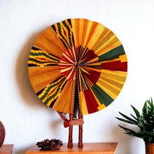 Load image into Gallery viewer, African Hand fan - Ankara print Hand fan - Adekorato - Yellow / red
