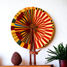 Load image into Gallery viewer, African Hand fan - Ankara print Hand fan - Adekorato - Yellow / red
