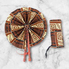 Load image into Gallery viewer, African Hand fan - Ankara print Hand fan - Yoofi - Brown
