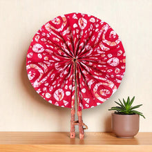Load image into Gallery viewer, African Hand fan - Ankara print Hand fan - Serwaah - Red
