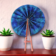 Charger l&#39;image dans la galerie, African Hand fan - Ankara print Hand fan - Yoofi - Blue
