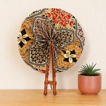 Load image into Gallery viewer, African Hand fan - Ankara print Hand fan - Beige Red Kyeremeh
