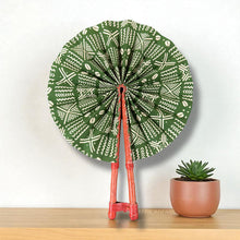 Load image into Gallery viewer, African Hand fan - Ankara print Hand fan - Friday - Green
