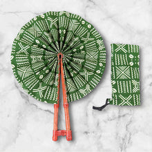 Load image into Gallery viewer, African Hand fan - Ankara print Hand fan - Friday - Green
