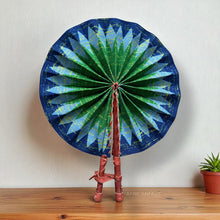 Load image into Gallery viewer, African Hand fan - Ankara print Hand fan - Sunday - Blue
