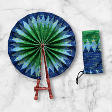 Load image into Gallery viewer, African Hand fan - Ankara print Hand fan - Sunday - Blue
