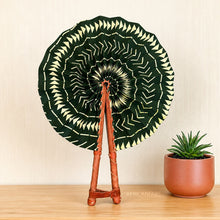 Load image into Gallery viewer, African Hand fan - Ankara print Hand fan - Green Cream Amponsah
