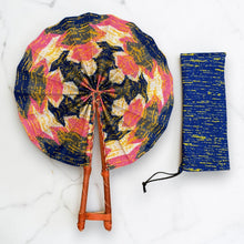 Load image into Gallery viewer, African Hand fan - Ankara print Hand fan - Pink Blue Ankomah
