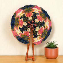 Load image into Gallery viewer, African Hand fan - Ankara print Hand fan - Pink Blue Ankomah
