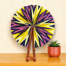 Load image into Gallery viewer, African Hand fan - Ankara print Hand fan - Yellow Pink Amoako
