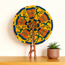 Load image into Gallery viewer, African Hand fan - Ankara print Hand fan - Yellow Green Mojisola
