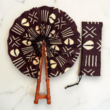 Load image into Gallery viewer, African Hand fan - Ankara print Hand fan - Brown Cream Baah
