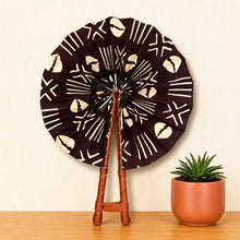 Load image into Gallery viewer, African Hand fan - Ankara print Hand fan - Brown Cream Baah
