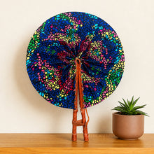 Load image into Gallery viewer, African Hand fan - Ankara print Hand fan - Blue Pink Mensah
