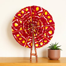 Charger l'image dans la galerie, African Hand fan - Ankara print Hand fan - Red Yellow Omolara
