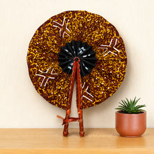 Load image into Gallery viewer, African Hand fan - Ankara print Hand fan - Brown Black Tawiah
