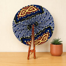 Load image into Gallery viewer, African Hand fan - Ankara print Hand fan - Blue Cream Afful
