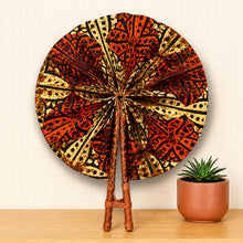 Load image into Gallery viewer, African Hand fan - Ankara print Hand fan - Orange Cream Bonsu
