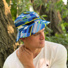 Load image into Gallery viewer, Bucket hat / Fisherman hat with African print - Blue Kente - Kids &amp; Adults sizes (Unisex)
