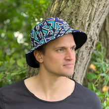 Afbeelding in Gallery-weergave laden, Bucket hat / Fisherman hat with African print - Blue Bogolan - Kids &amp; Adults sizes (Unisex)
