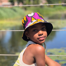 Load image into Gallery viewer, Bucket hat / Fisherman hat with African print - Purple Samakaka - Kids &amp; Adults sizes (Unisex)
