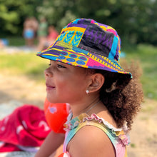 Load image into Gallery viewer, Bucket hat / Fisherman hat with African print - Multi color Kente purple - Kids &amp; Adults sizes (Unisex)
