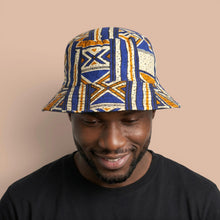 Load image into Gallery viewer, Bucket hat / Fisherman hat with African print - Blue Bogolan Heritage - Kids &amp; Adults sizes (Unisex)
