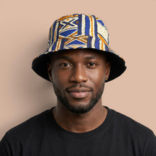 Load image into Gallery viewer, Bucket hat / Fisherman hat with African print - Blue Bogolan Heritage - Kids &amp; Adults sizes (Unisex)
