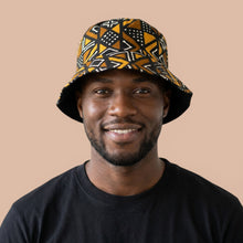 Load image into Gallery viewer, Bucket hat / Fisherman hat with African print - Brown Bogolan Geometry - Kids &amp; Adults sizes (Unisex)
