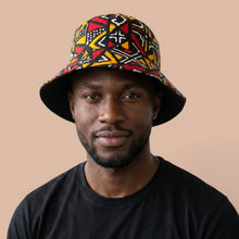 Load image into Gallery viewer, Bucket hat / Fisherman hat with African print - Red Bogolan Geometry - Kids &amp; Adults sizes (Unisex)
