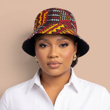 Load image into Gallery viewer, Bucket hat / Fisherman hat with African print - Red Maroon Earth Heritage - Kids &amp; Adults sizes (Unisex)
