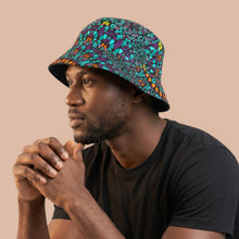 Load image into Gallery viewer, Bucket hat / Fisherman hat with African print - Turquoise Purple Ocean Eye - Kids &amp; Adults sizes (Unisex)
