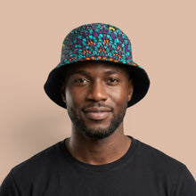 Load image into Gallery viewer, Bucket hat / Fisherman hat with African print - Turquoise Purple Ocean Eye - Kids &amp; Adults sizes (Unisex)
