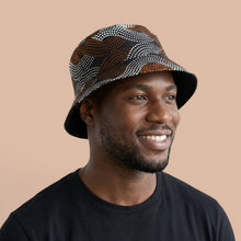 Load image into Gallery viewer, Bucket hat / Fisherman hat with African print - Brown White Wave Pattern - Kids &amp; Adults sizes (Unisex)
