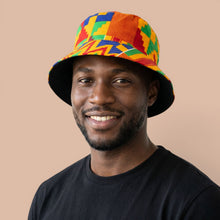 Load image into Gallery viewer, Bucket hat / Fisherman hat with African print - Yellow Blue Kente - Kids &amp; Adults sizes (Unisex)
