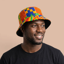 Load image into Gallery viewer, Bucket hat / Fisherman hat with African print - Yellow Blue Kente - Kids &amp; Adults sizes (Unisex)
