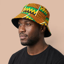 Load image into Gallery viewer, Bucket hat / Fisherman hat with African print - Green Yellow Kente - Kids &amp; Adults sizes (Unisex)
