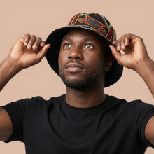 Load image into Gallery viewer, Bucket hat / Fisherman hat with African print - Black Red Toghu Bamenda Cameroon - Kids &amp; Adults sizes (Unisex)
