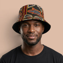 Load image into Gallery viewer, Bucket hat / Fisherman hat with African print - Black Red Toghu Bamenda Cameroon - Kids &amp; Adults sizes (Unisex)
