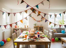 Load image into Gallery viewer, African print Bunting Flags / Fabric Garlands - Red ribbon - 5 meters
