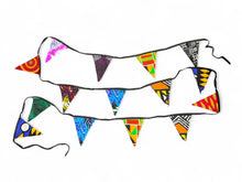 Load image into Gallery viewer, African print Bunting Flags / Fabric Garlands - Black ribbon - 5 meters
