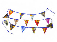 Load image into Gallery viewer, African print Bunting Flags / Fabric Garlands - Blue ribbon - 5 meters
